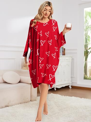 Image of CRIPOM Plus Size Moo Moos for Women Oversized Sleep Shirts for Women Oversized Nightgown with Pocket Fit S-5XL