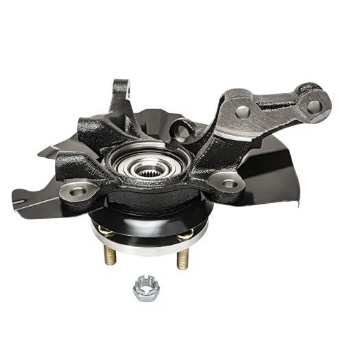 Image of Detroit Axle - Front 4pc Steering Knuckles Kit for 06-11 Hyundai Accent, 2 Steering Knuckles & Wheel Bearing Hubs 2 Outer Tie Rods 2006 2007 2008 2009 2010 2011 Replacement