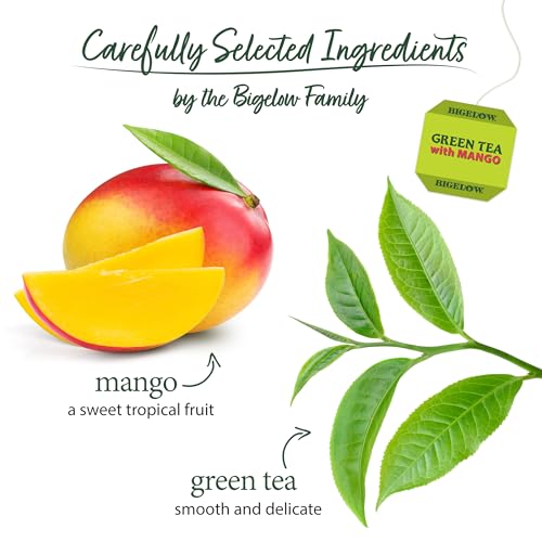 Image of Bigelow Tea Green Tea with Mango, 20 Count (Pack of 6) | Caffeinated Tea with Mango, 120 Total Tea Bags