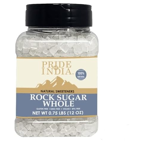Pride Of India - Natural Crystal Rock Sugar Whole - 12 oz (340 gm) Medium Dual Sifter Jar - Authentic Indian Sugar Crystals - Used to Sweeten Milk or Tea - Offers Best Value for Money Cover