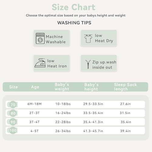 Image of Chilsuessy Toddler Sleep Sack with Feet 2-3 T, 1.0 TOG Cotton Baby Wearable Blanket with Legs, Sleep Bag Walker with 2-Way Zipper, Forest Animals+Green