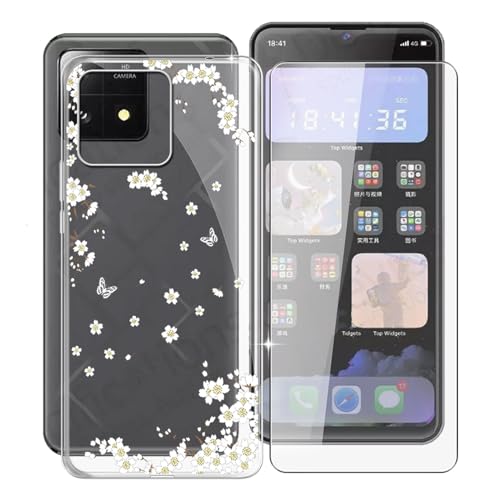 KJYFOANI Phone Case Cubot A1 Case, with 1 x Tempered Glass Screen Protector, Anti-Scratch Shock-Proof Clear TPU Bumper Cover Ultra-Thin Case for Cubot A1 (6.56