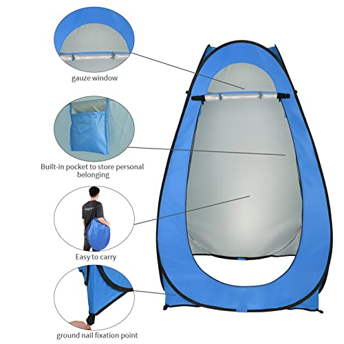 Carpa portátil emergente para ducha, ligera para 1-2 personas, carpa para baño y vestidor, impermeable, con bolsa de transporte, para picnic, playa, senderismo y pesca (Azul) miniatura 4