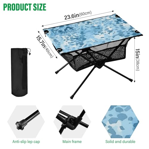 Mesa plegable para camping exterior con estampado de leopardo azul SDMKA miniatura 3