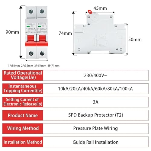 Parafoudre AC SPD T2 4P 60kA haute capacité de décharge de courant - 2
