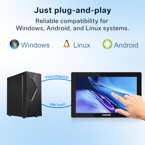 Image of 23.6 Inch Industrial Touchscreen Monitor,10-Point Capacitive Touch IP65 LCD Display 16:9,with VESA HDMI /VGA /DVI /USB /Audio,for Medical & Industrial & Kiosks POS.1920 * 1080