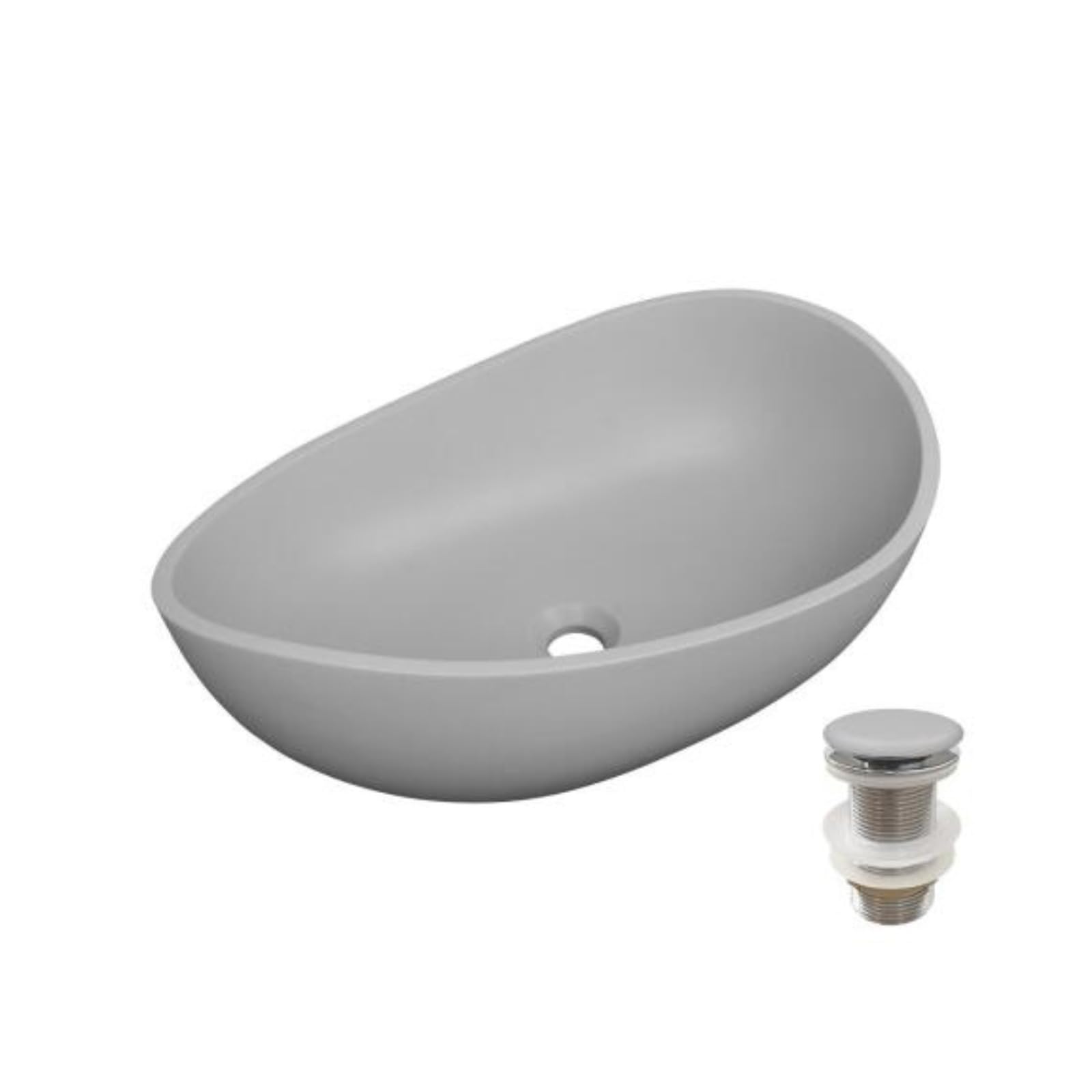 MOB-IN - Lavabo orgánico de hormigón liso (57 x 37 cm), color beige