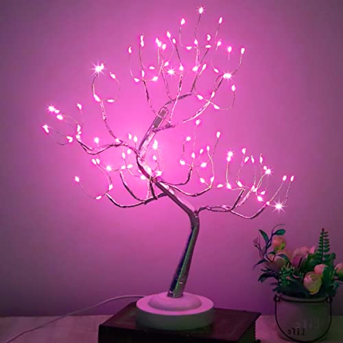 kalynmart Led Fairy Tree Lamp 108 Led Pink Glow Table Decoration Lamp for Mother's Day Battery USB Powered with Timer Function 20 inches (Pink)