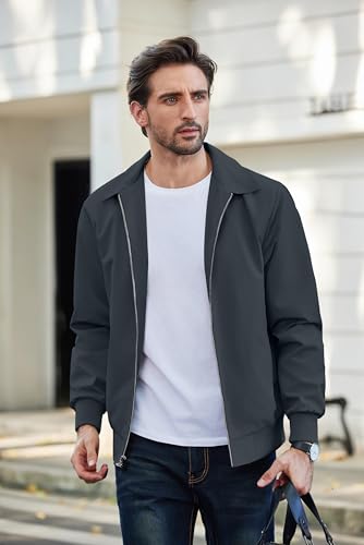 COOFANDY Men's Lightweight Jackets Casual Bomber Windbreaker Zip Up Collared Jacket Golf Windproof Coat2