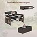 GIANTEX Lounge Möbel Outdoor, Rattan Gartenlounge Set mit Hocker, Gartensofa mit Liegefunktion, Balkon Lounge Set, Doppelliege Outdoor Sofa, Balkonmöbel Sonneninsel (Gemischtes Braun+Schwarz)