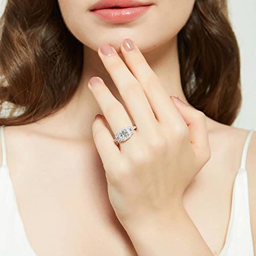 Berricle R1486-01-9 Sterling Silver Halo Wedding Engagement Rings Asscher Cut Cubic Zirconia Cz Statement 3-Stone Ring thumb #5