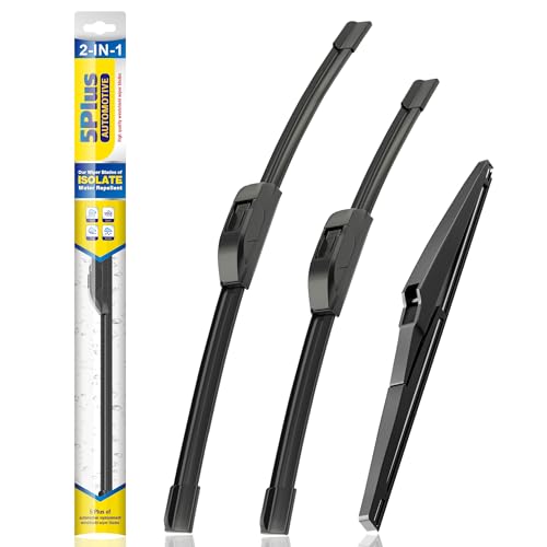 5 PLUS® Silicone Windshield Wiper Blades Replacement for 2019-2008 TOYOTA Highlander / 2023-2011 LEXUS GX460 Wiper Blades (Set of 3),Automotive Replacement Windshield Wiper Blade-26"/20"/12"