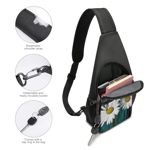 Mochila tipo sling Daisy Flowers blanca con diseño floral miniatura 4