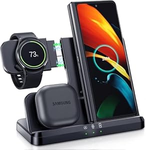 LK Wireless Charger for Samsung 3 in 1 Wireless Charging Station Compatible for Galaxy Watch 7/6/5/4/3/Active 2/1 Galaxy Buds 3/3 Pro Z Flip Fold 6/5/4 Samsung S24 S23 S22 S21 Ultra Plus FE Note 20