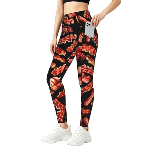 Leggings con estampado de tocino para mujer, ropa de gimnasio y conjuntos fitness con bolsillos