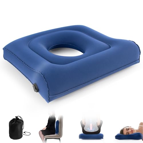 Multifunctional Seat Cushion,Inflatable Head Pillow,Adjustable Donut Pillow,Portable Backrest Cushion:Pressure Relief for Hemorrhoid, Tailbone Pain,Be