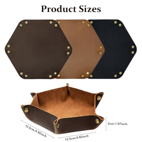 Image of boshiho Valet Tray for Men, Leather Jewelry Catchall Key Phone Coin Box Change Caddy Bedside Storage Box (Chocolate)