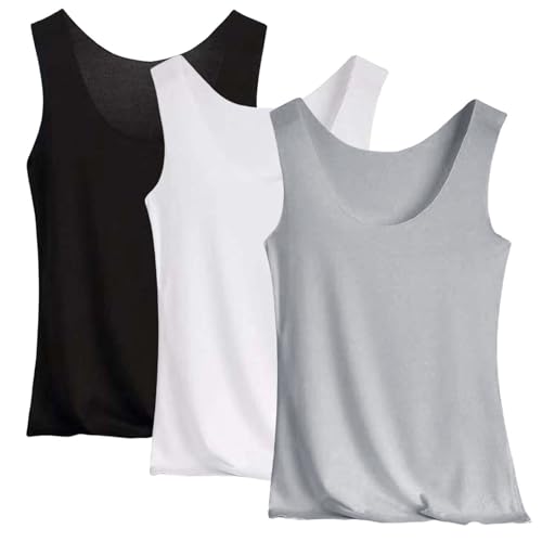 3er-Pack ärmelloses T-Shirt für Damen, Sport, Yoga, leicht, atmungsaktiv, lässig, Sommer, Sport, Basic, weich, Fitness-Oberteil, elegant, ärmellos, Athletik-Hemd, Laufshirt, Sportbluse, grau, XL