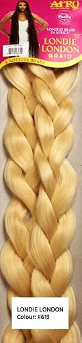 Londie London Premium Synthetic Hair Extension, Black, Braided Style, Long Length, Professional Quality Hair Piece (#613)