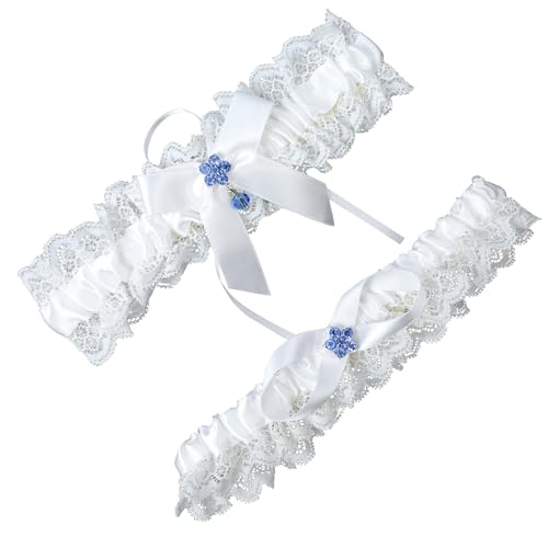 Image of wedding garter set women lace Bridal garter sets including keepsake garter and toss garter