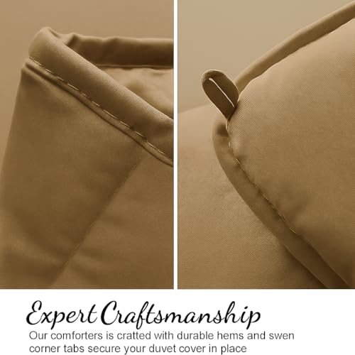 Image of King Size - 102x108 Comforter Set, 4 Pieces Bed in a Bag, Complete Bedding Set Includes Beige Comforter, Flat Sheet,2 Pillowcases, Beige