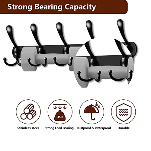 Toilet Paper Holder, Stainless Steel Toilet Ppaper Storage With Phone Shelf & 2 Pack Wall Mounted Coat Rack 5 Tri Hooks For Hanging Coats Hats Towels Keys #TOP4