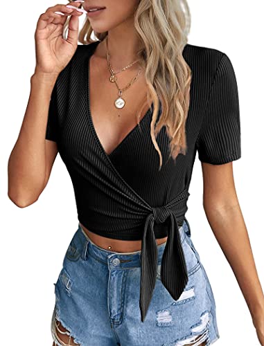 Crop Tops for Women Summer Cute Tops with Deep V Neck - Image 4