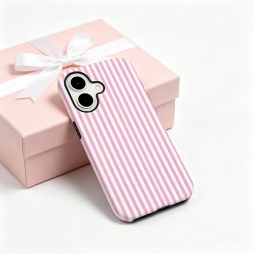 Image of for iPhone 17 Case Cute Phone Case,Compatible with MagSafe,Dual Layer Shockproof Protective Phone Cover,Hard Shell + Silicone Cover,Fashion Design for Women Girls,Striped Pink