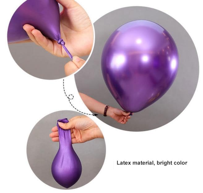 Image of Chrome Balloons, 30pcs Purple Silver Chrome Metallic Balloons for Birthday Decorations, Anniversary, Engagement, Wedding Decorations, Baby Shower, Festival Party Decorations (30 Pcs, Purple Silver Ch)