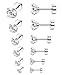 ORAZIO 6 Pairs 18G Stainless Steel Ear Stud Piercing Barbell Studs Earrings Round Cubic Zirconia Inlaid