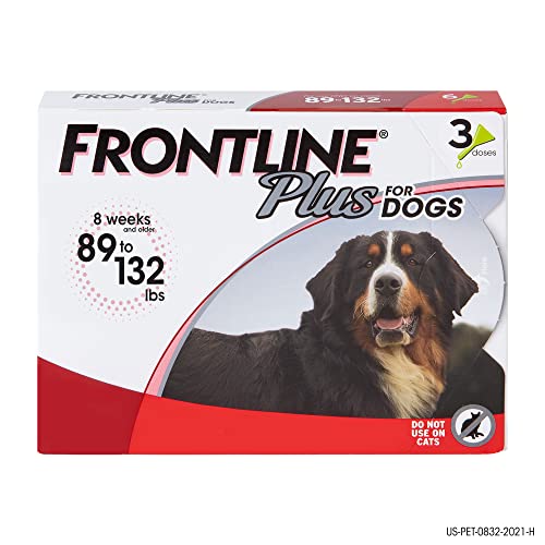 FRONTLINE Plus for Dogs Flea and Tick Treatment (Extra Large Dog, 89-132 lbs.) 3 Doses (Red Box)