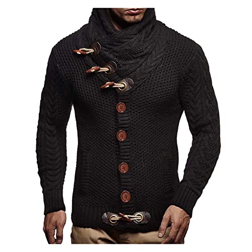 Men's Sports and Leisure Soft Knitted Men's Vintage Shawl Collar Pullover Casual Long Sleeve Knitted Sweater Soft Touch (Color : B, Size : X-Large)4