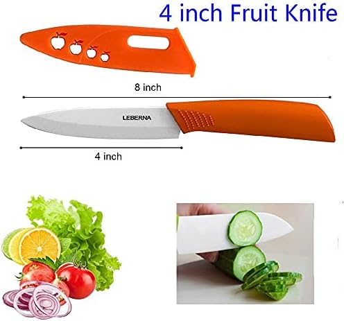 Ceramic Knife Set Ceramic Knives Set for Kitchen Knives Colored w Sheath 6" Bread Knife 6" Chef Knife 5" Utility Knife 4" Fruit Knife 3" Paring Knife 1 Peeler Colorful Rust Free Proof