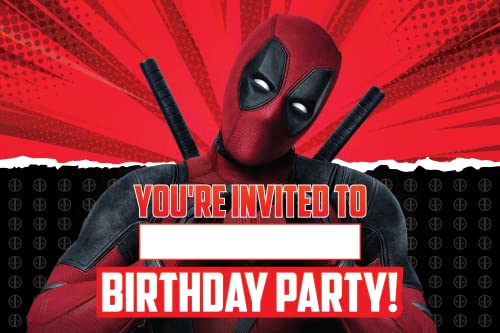Invitaciones de Deadpool para cumpleaños infantiles tarjetas temáticas de relleno 10x15cm 2