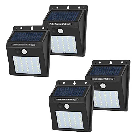 JHBOX Solar Motion Sensor Light Outdoor 30 LED 4 Pack, Luces Led Con Sensor De Movimiento para Exteriores, Solar Sconce Lights Outdoor, Wall Gutter Lights Solar Powered Outside for Home Safety Cover