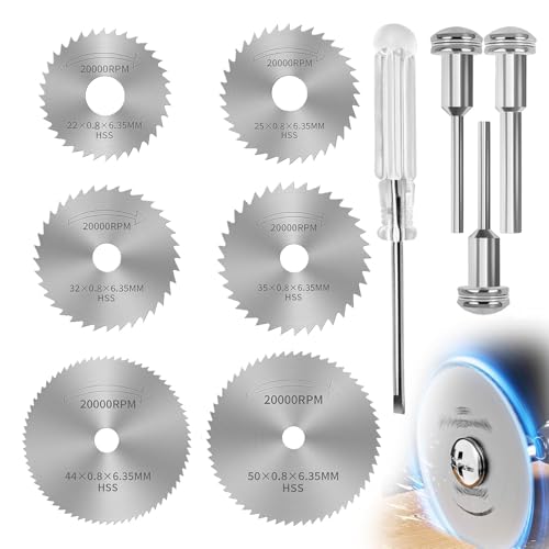 Aihoom 10pcs Mini Disques de Scie Circulaire pour Dremel, Lames de Perceuse à Disque, HSS, Lames pour Couper Bois, Métal et Plastique, Accessoires Outils...
