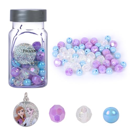 MINISO Frozen DIY Beads Kit, 52Pcs Jewellery Bracelet String Making Set for Girls, Elsa & Anna Sparkling Beads Collection, Frozen Character Arts and Crafts Gift Ages 6+