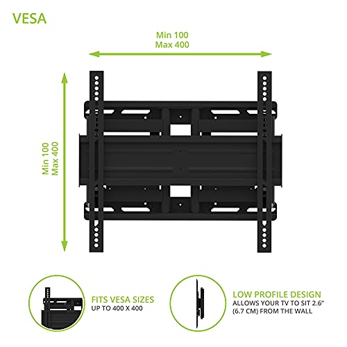 Kanto SDX600 Full Motion Anti-Theft Security TV Mount for 37-inch to 65-inch TVs | Extends 17" from Wall | Supports up to 100 lb | Up to 400 x 400 VESA | Black by Kanto - Image 2