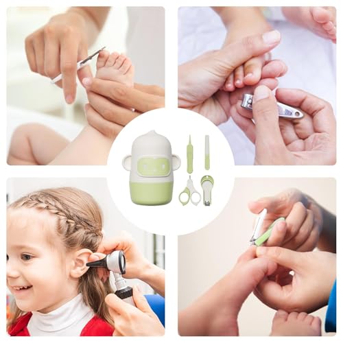 Baby Clipper Set, Baby Nail Scissors, Baby Nail Clippers, Grooming Care Nail Clipper, Easy Grip Safe Clippers Scissors File Tweezers with Cute Case for Toddler Kids – Image 5