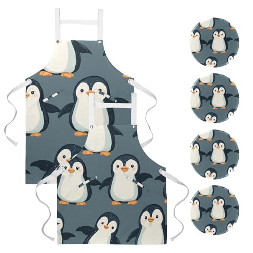 Tablier de cuisine pingouin multicolore parfait pour la pâtisserie