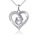 (Mother Holding Child) Sterling Silver Mothers Love Heart CZ Pendant Women Necklace 18"