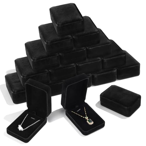 Xaajooio 18 Pcs Black Velvet Jewelry Gift Boxes for Necklace