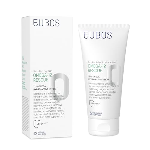 12% OMEGA LOCIÓN HIDROACTIVA DE EUBOS OMEGA-12 RESCUE | Para Una Piel Más Suave | Para Pieles Secas, Sensibles Y Propensas A Los Eccemas | Vegana | 200ml