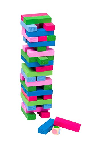 Preisvergleich Produktbild Glow2B 1000519 - Wackelturm, buntes Würfelspiel, 49-teilig