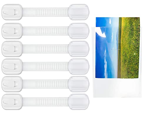 Image of LifeKrafts Adjustable Baby Safety Locks, Adjustable and Flexible Locks with 3M Adhesive Surface Area for Better Stick (White, Pack of 6-Includes 6piece of Safety Lock and 1Free Magnetic Photo Packet)