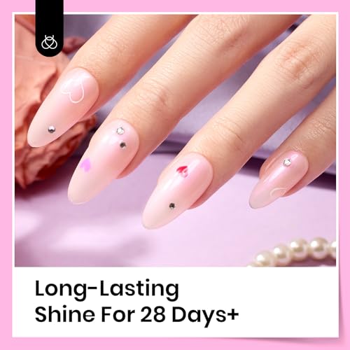 Image of beetles Gel Polish 2 In 1 Pearlescent Glitter Gel Top Coat 1Pcs 15ml | Pearl Nail Polish Glossy Shiny No Wipe Top Coat Soak Off UV Led Long Lasting Highly Shine Manicure Gifts for Women