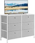 SONGMICS Storage Dresser with 6 Drawers for Closet, Nursery, Dorm Room, 31.5" L, Light Grey ULTS23W