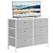 SONGMICS 3-Tier Closet Drawer, Storage Dresser with 6 Easy Pull Fabric Drawers and Wooden Tabletop for Closet, Nursery, Dorm Room, 31.5 x 11.8 x 24.8 Inches, Light Gray and White ULTS23W