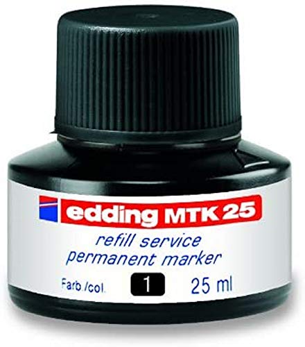 Edding MTK 25 recharge d'encre - noir - 25 ml - avec système capillaire, idéal pour une recharge propre et simple de presque tous les marqueurs permanents