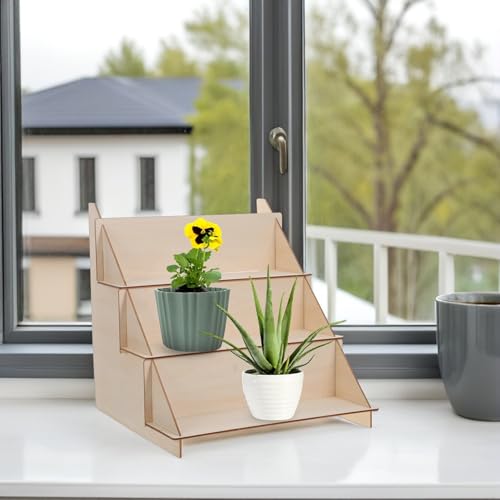 Petite étagère rectangulaire en bois pour éviter la chute des pots - 8